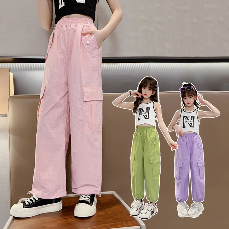 Spring/Summer Teen Girls Pants Childrens Trousers Fashion Korean Edition Childrens Product Pants 6 8 10 12 14 Year Old Youth Clothing 241024