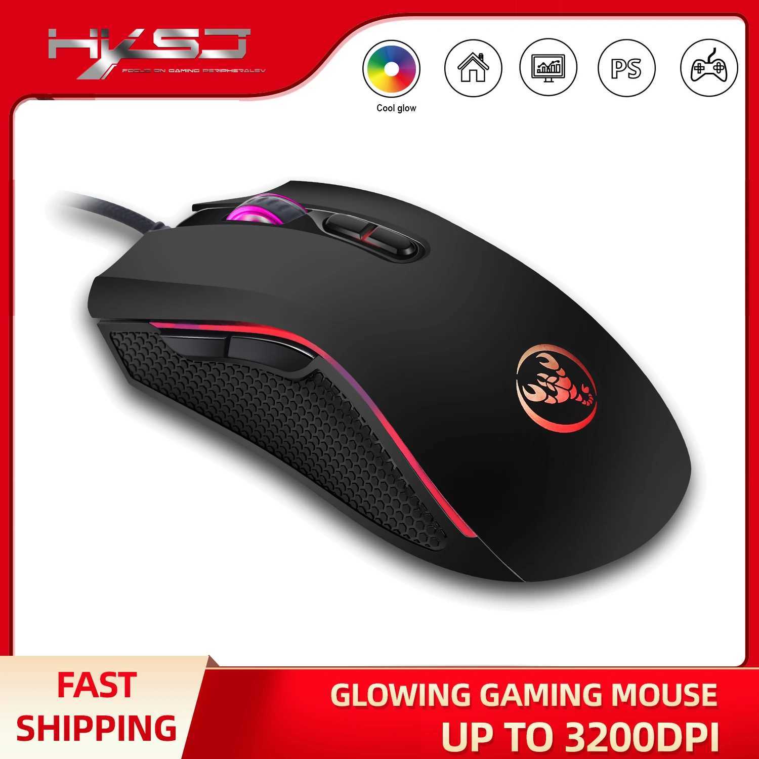 Popular choice HXSJ A869 optical ergonomic RGB ABS 4-level resolution adjustment wired gaming mouse for laptop and PCLX241024