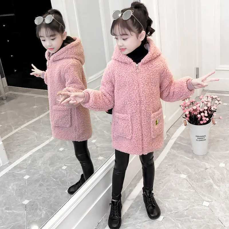 Girls Spring Autumn and Winter Jackets Thin Long 2021 Korean Edition Cashmere Down Jackets for Children W241023