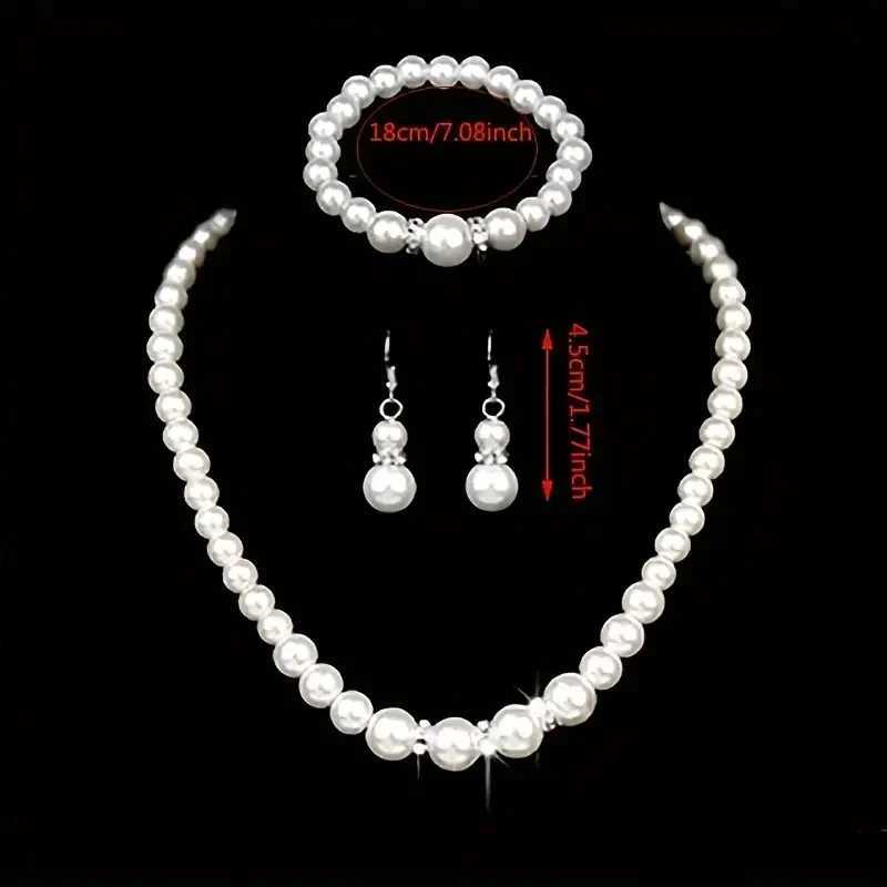 Fashion Pearl Jewelry Set Simulated Pearl Double layered Luxury Earrings Necklace Wedding Daily Paradigm Necklace Bracelet Set W241023