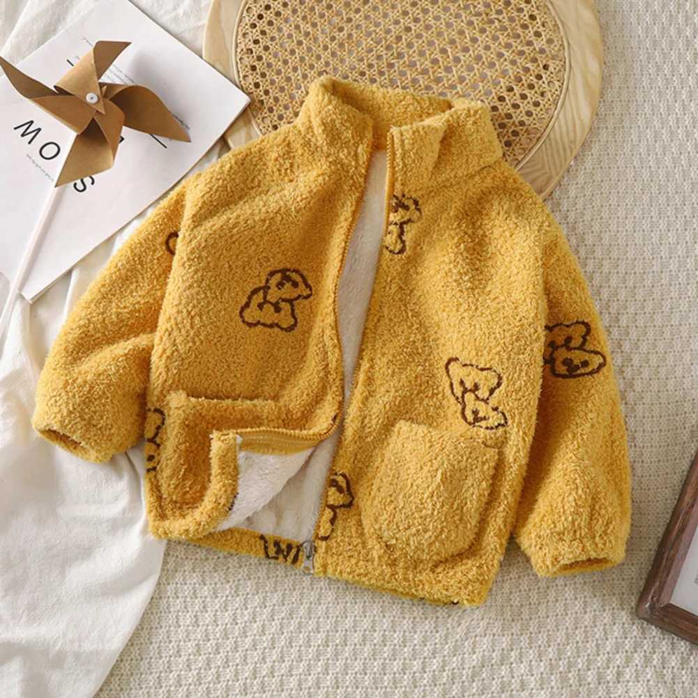 Childrens spring and summer jackets boys and girls autumn warm coral velvet baby autumn and winter velvet tops W241023