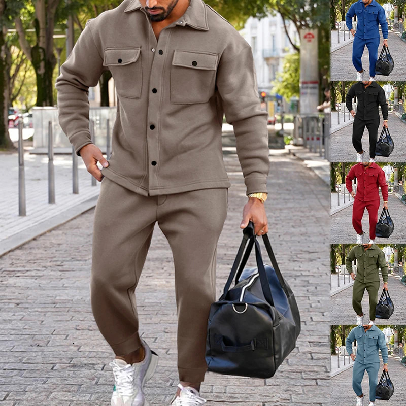 Mens Spring and Autumn Retro Multi Pocket Cargo Style Heavy Jacket Trouser Two Piece Free Delivery 241024
