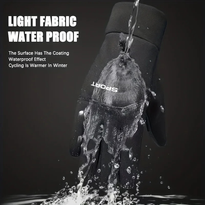 Men Winter Waterproof Cycling Gloves Outdoor Sports Ski Running Motorcycle Touch Screen Fleece NonSlip Warm Full Fingers y241024