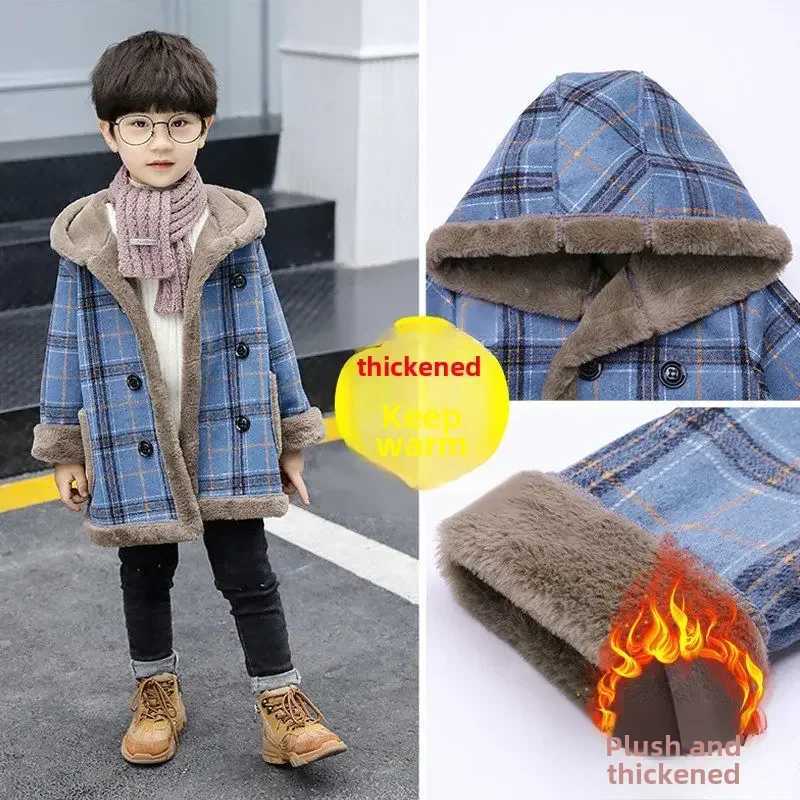 Childrens wool lined thick jacket boys jacket 2024 new sled autumn/winter jacket sled boys clothing C14 W241023