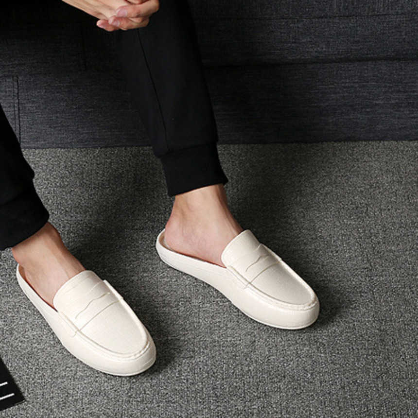 Men Dress Shoes Summer Mens Slippers Anti Slip Wear Resistant White Outerwear Trendy Half Tow Casual Shoes Adult Cool 241009