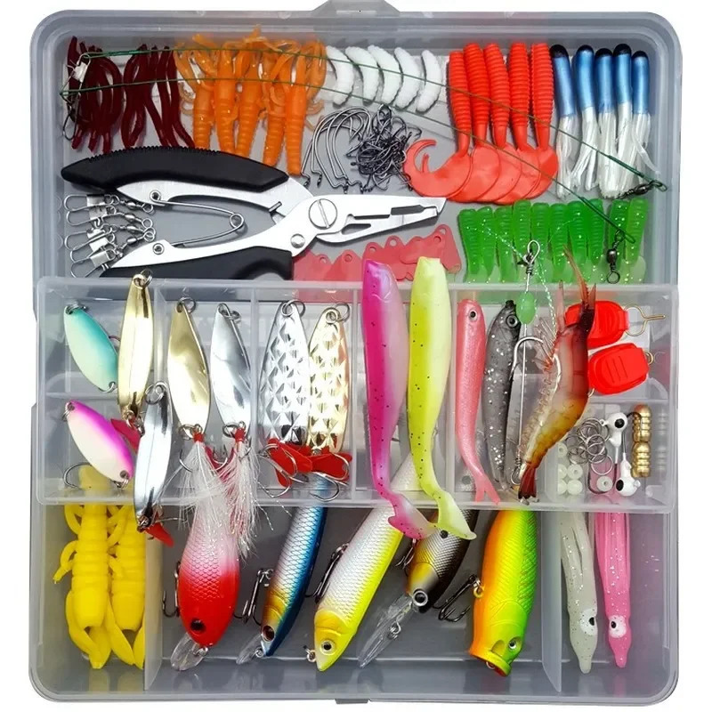Fishing Lure Set 182159142pcs Mixed VIB Kit Soft Minnow Popper Hooks All Accessory Fresh Water 241024
