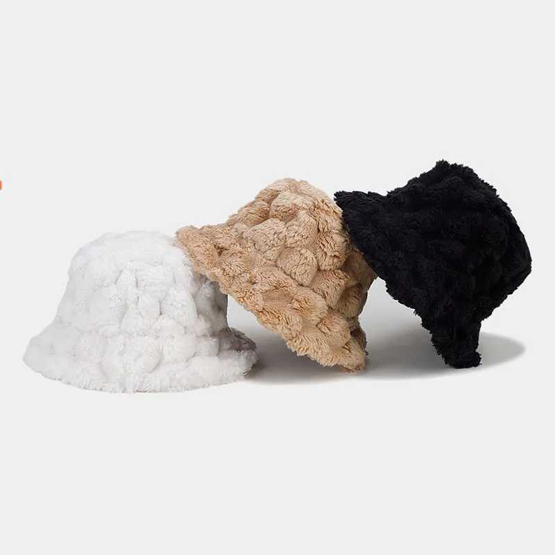 FS Retro Pineapple Pattern Bucket Hat Mens Khaki White Warm Rabbit Fur Winter Hat Warm Outdoor Panama Hat Sbrero 2023 X241023