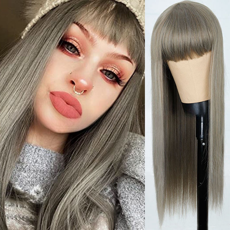 Wigs for women long straight hair European and American fashion dyed long hair chemical fiber wig