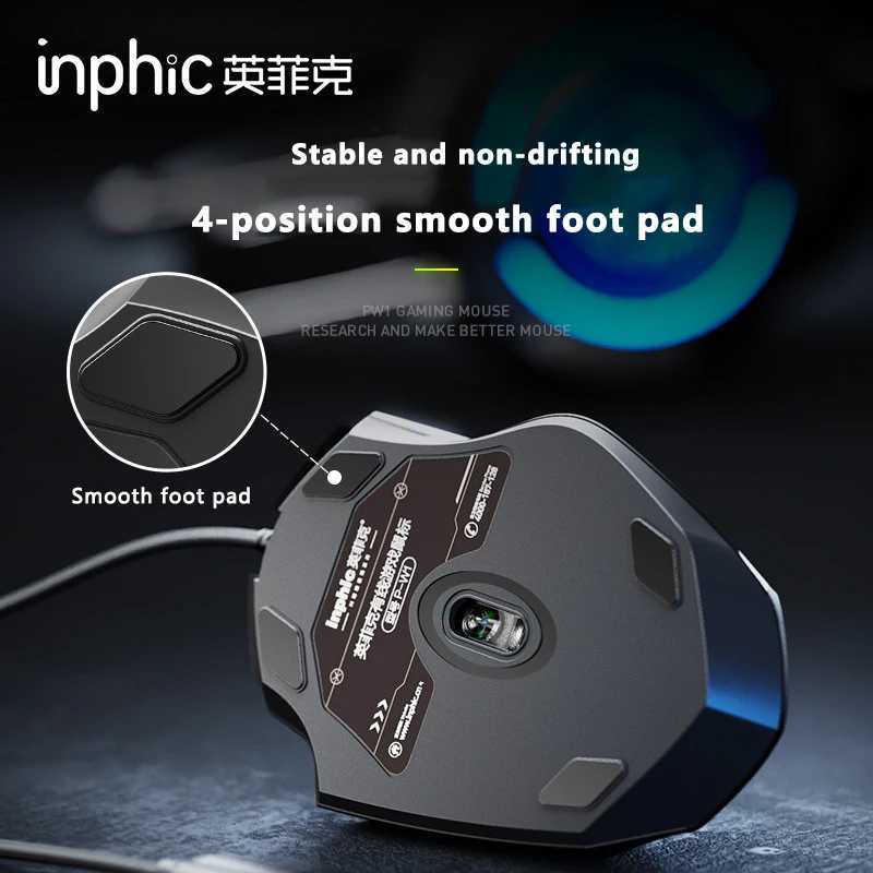 Inphic Wired Gaming Mouse Six-button Macro Programming Definition to Adjust DPI Silent Office MouseLX241024