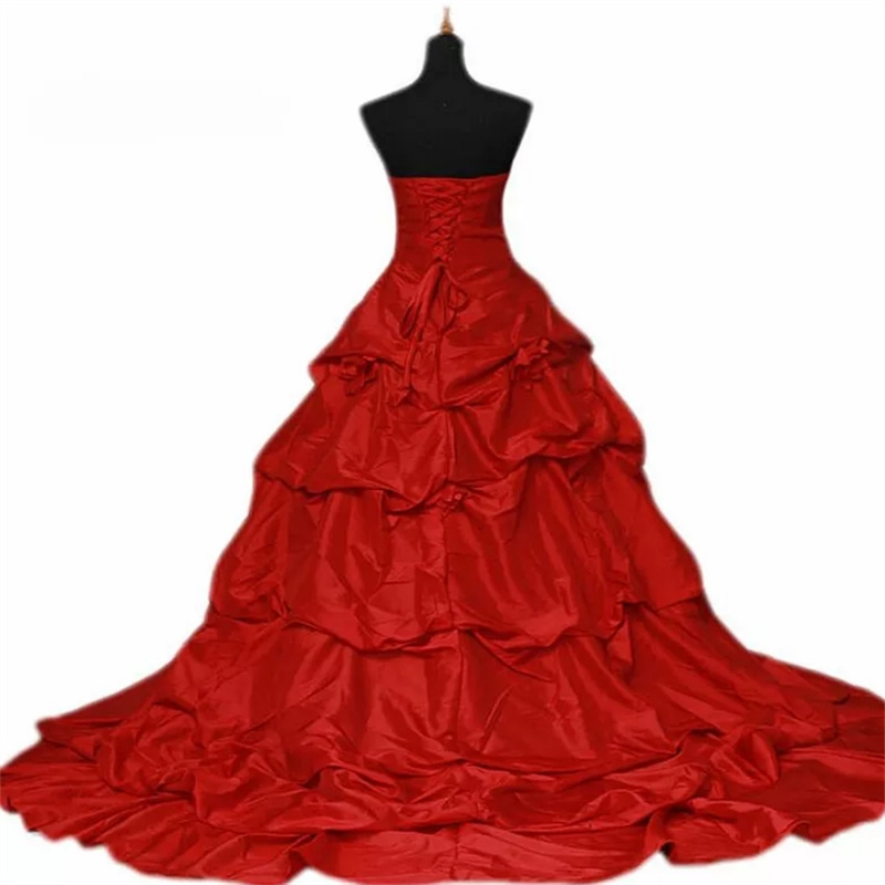 Red Wedding Dress Great Gatsby Strapless Gothic Country Bride Dress With Handmade Flowers Corset Medieval Bridal Gowns Robe Mariage 2025 Vestios De No