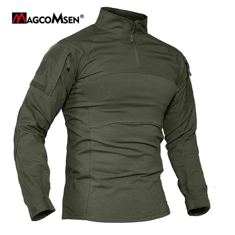 MAGCOMSEN Mens Fishing T-shirt Zippered Front Long Sleeve Suitable for Hiking 241024