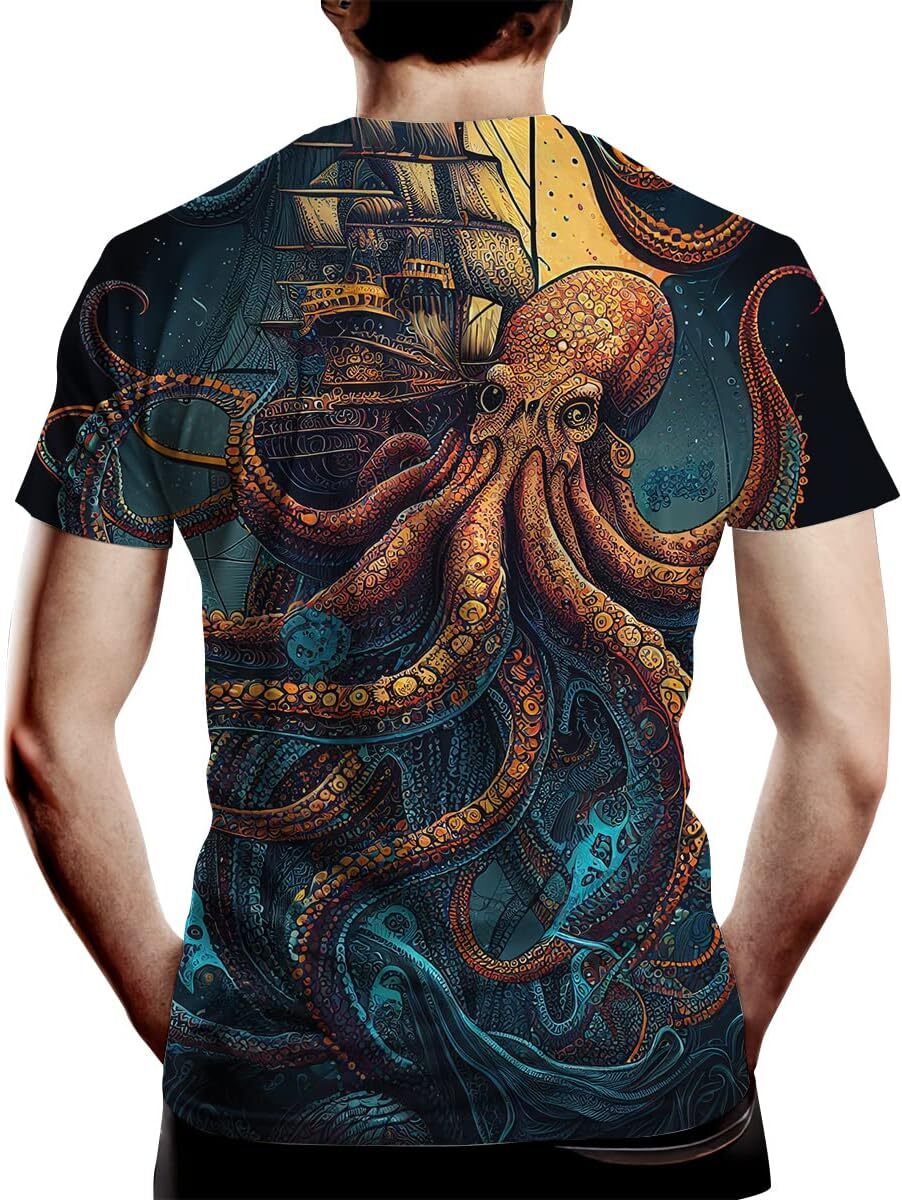 Mens T shirt Men's Octopus Graphic T Shirt 3D Graphic Cool Casual Tee Casual tops summer clothes Hip hop trend