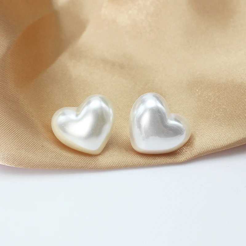20*17mm Big Heart Imitation Shell Stud Earring for Women Simple High Quality Jewelry Wedding Christmas Day Girl Gift BrincosX241023