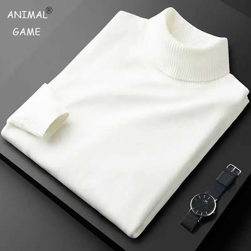 Mens Vintage Long Sleeves Sweater Casual Solid Color Turtleneck Pullover Knit Design Streetwear Winter Warm Breathable Tops LX241024
