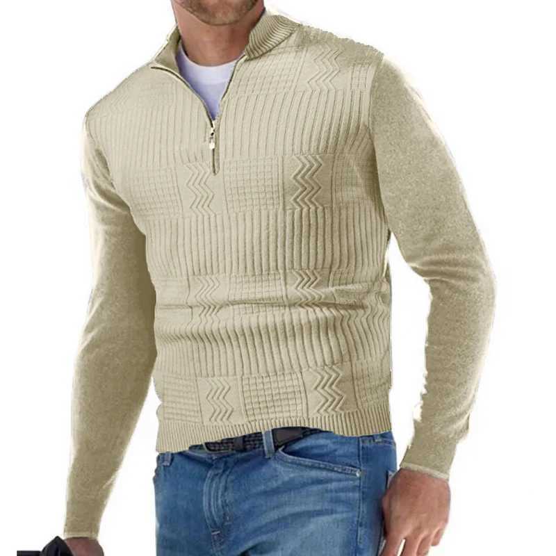 New Mens Half Zipper Sweaters Solid Color Pullover V-neck Long Sleeve Knitted Warm Sweater Autumn Casual Slim Sweatshirts LX241024