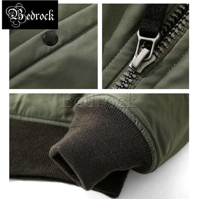 MBBCAR Vintage American Bomber For Men Army Green Ma-1 Flight Jacket Winter Windproof Thickened Warm Cotton Coat