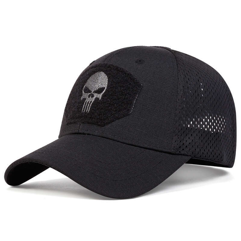 Unisex Skull Embroidered Top with Patch Breathable Baseball Caps Spring and Autumn Outdoor Adjustable Casual Sunscreen Hat