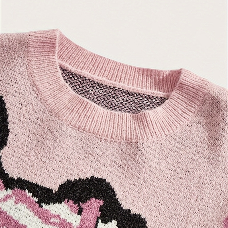 2024 Fashion Explosion Womens Round Neck Pullover Sweater Skull and Cross Print Drop Shoulder 240930