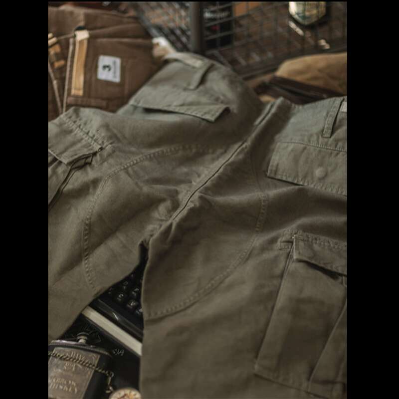 Heavyweight Cotton Camouflage Cargo Pants Loose Straight Men's Casual Trousers Multi Pocket Outdoor Camping Trekking Longs