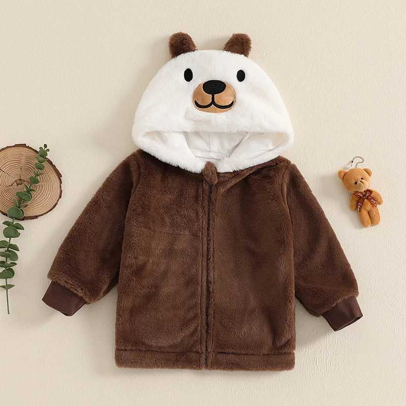 FOCUSNORM 0-4Y little girl camouflage wool coat long sleeved zipper front cute animal hooded jacket wool winter coat W241023