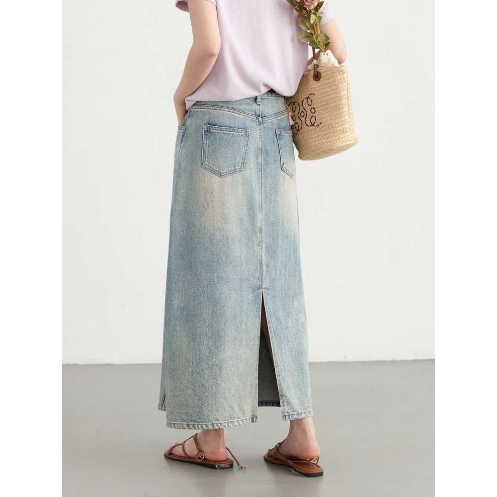 CHIC VEN Fashion Women Skirts Blue New Irregular Spliced Denim High Waisted A-E Long Female Skirt Summer 2024
