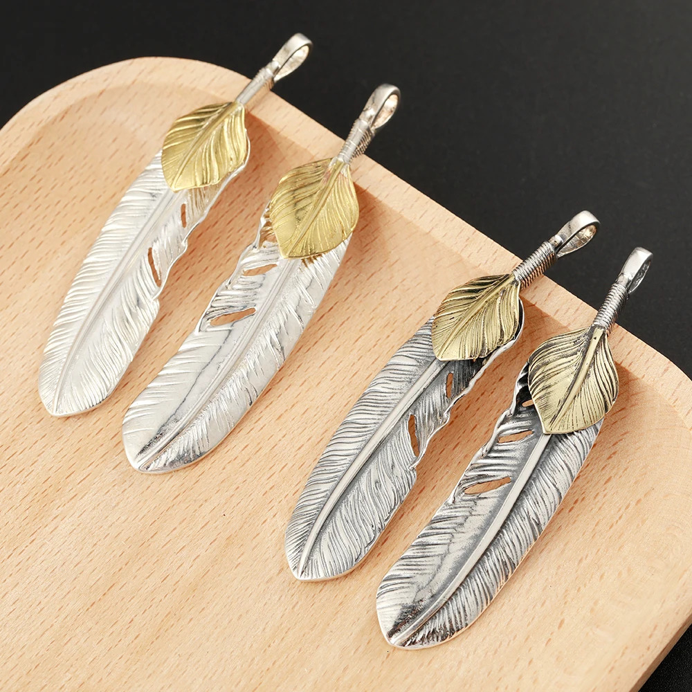 S925 Sterling Silver Charm Vintage Necklace Takahashi Goro Simple Feather Pendant For Man P002 241023