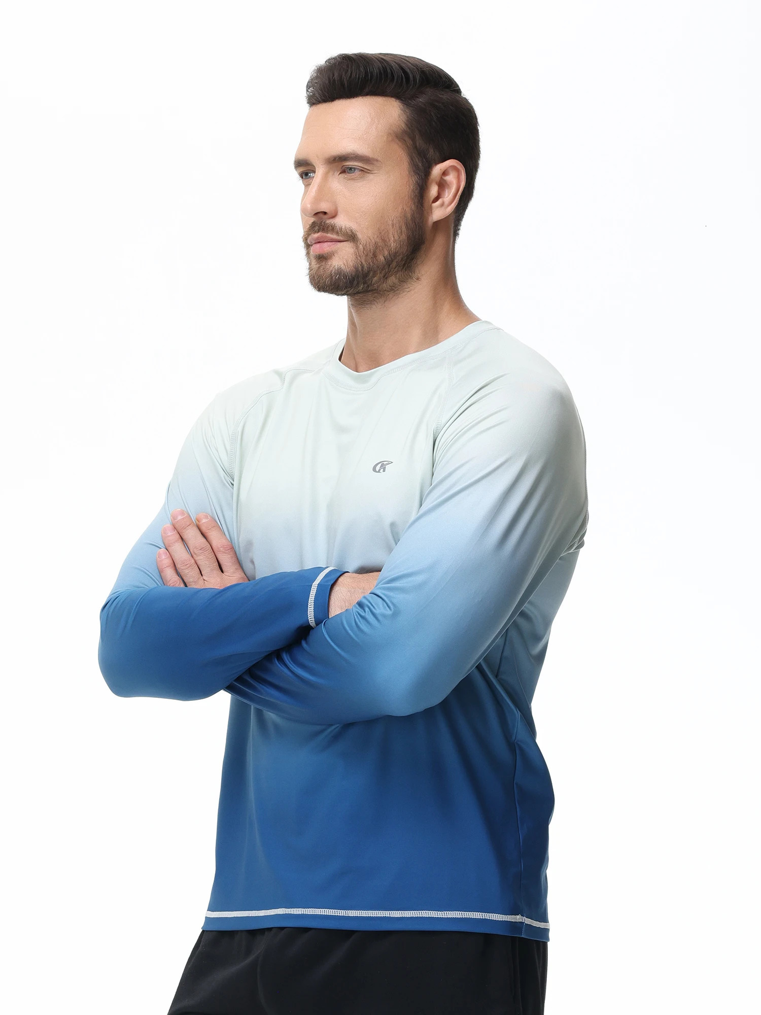 Summer Mens UPF 50Beach Swimming T-shirt Quick drying Long sleeved T-shirt Sports Fishing Hiking Rush Protective T-shirt 241024