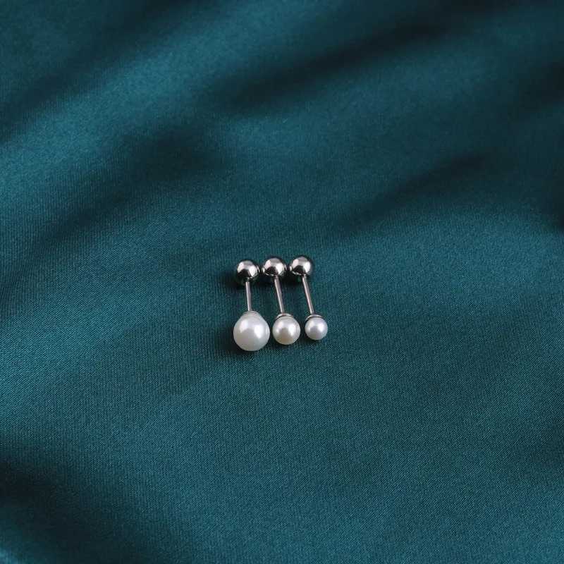 2PCS stainless steel pearl earrings suitable for women/men 3mm 4mm 5mm Tragus earrings W241023