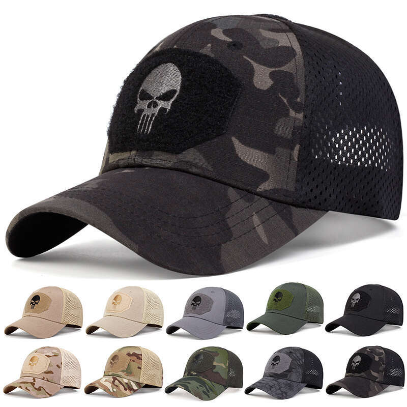 Unisex Skull Embroidered Top with Patch Breathable Baseball Caps Spring and Autumn Outdoor Adjustable Casual Sunscreen Hat