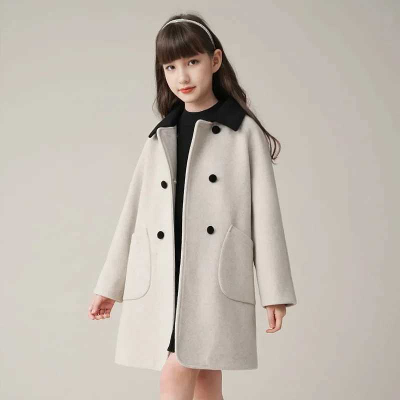 Womens wool jacket windproof jacket 2024 beige warm and thick winter cotton youth gift childrens clothing W241023