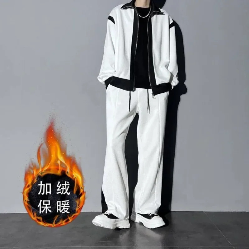 plush sportswear set for autumn and winter suitable for men women hip-hop elegant sportswear loose suit and casual sports two-piece set 241024