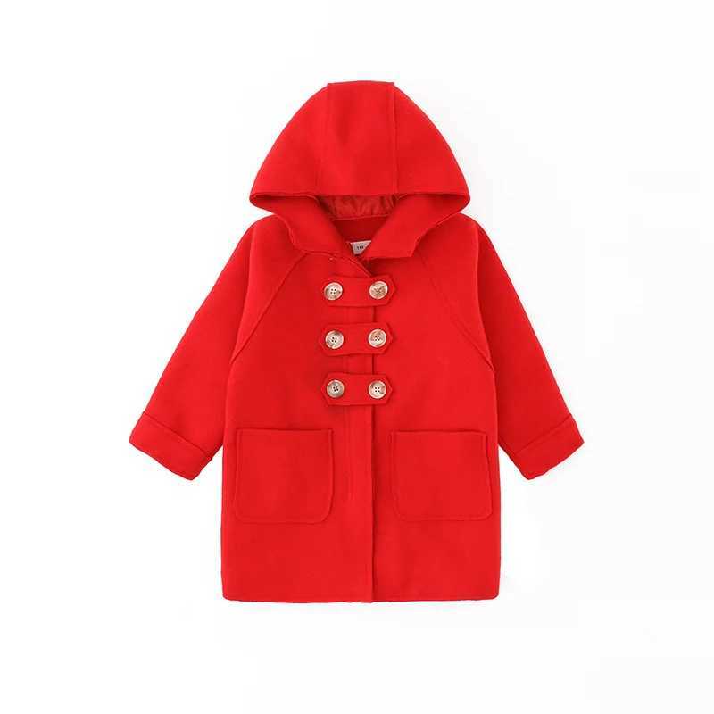 Childrens wool coat autumn and winter girls thick coat student fashion hooded wool coat P357 W241023