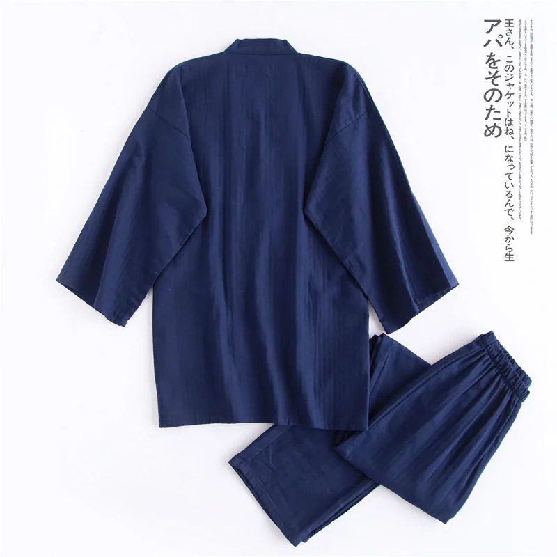 Japanese kimono open top pants 2-piece set mens sleepwear cotton comfortable home set sleepwear daily casual wear 241023