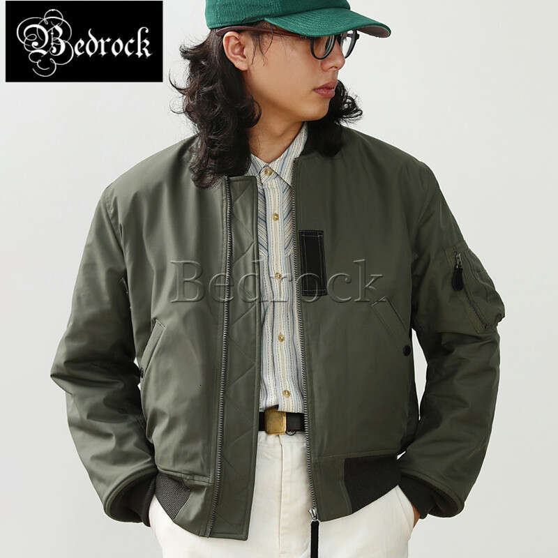 MBBCAR Vintage American Bomber For Men Army Green Ma-1 Flight Jacket Winter Windproof Thickened Warm Cotton Coat