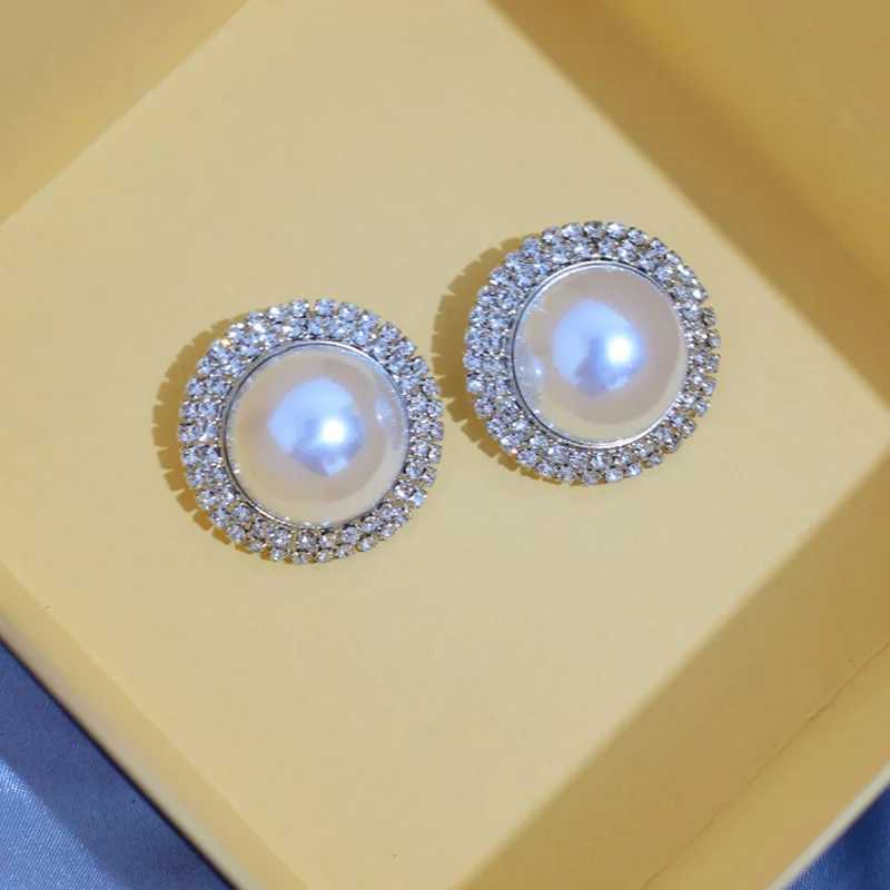 Big Crystal Pearl Stud Earring for Women Luxury Shiny Round Earring Fashion Jewelry Luxury Accessories Bridesmaid GiftX241023