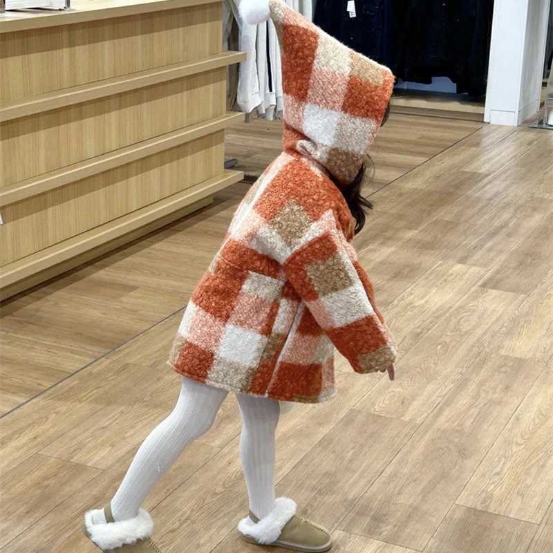 Childrens jackets winter cotton jackets baby clothing wool cardigans girls orange flat cornered hats girls fashionable childrens clothing W241023