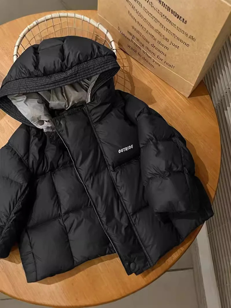 winter cotton jacket boys black hooded jacket childrens jacket youth clothing 3-12Y childrens park apron snow jacket XMP323 241024