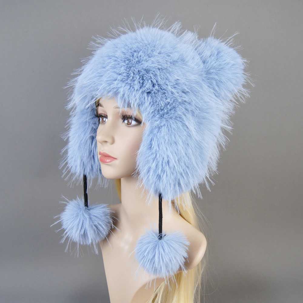 Winter accessory with ear piece suitable for Winot hat Korean rabbit skin Bber catcher thick puffy warm earmuff X241023