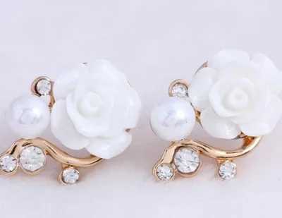 Jewelry New Brand Design Gold Rose Pearl Stud Earrings For Women 2017 New Accessories Wholesale Orecchini Perlas EaringX241023