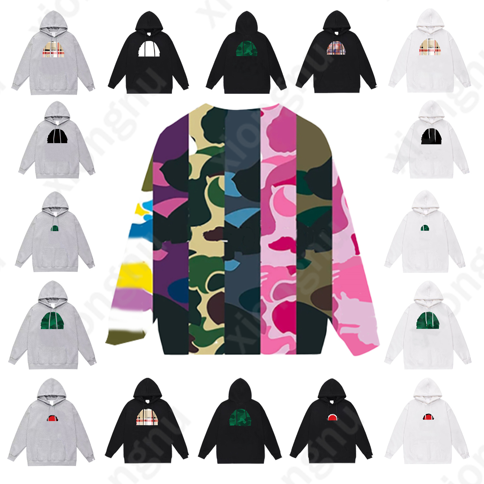 Mens Hoodie Fashion Designer Letter Printing Hoodies Red Purple Gray Black White Shark Camouflage Jacket Men Womens Casual Sweatshirts Hoody 100 Colors Asian size