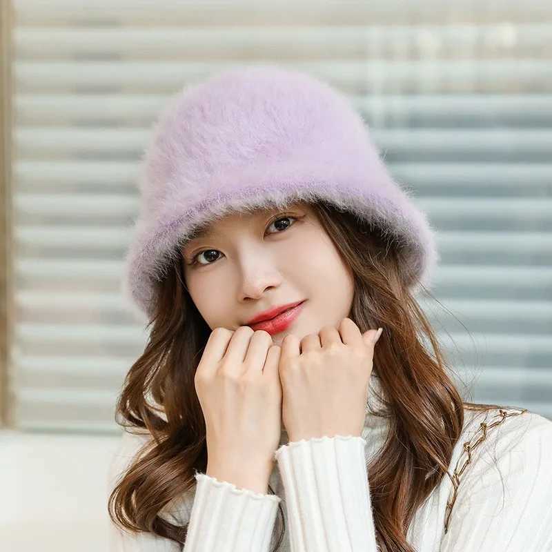 Winter Warm Thick Fishermans Hat Outdoor Panama Plush Potted Hat Womens Hat X241023