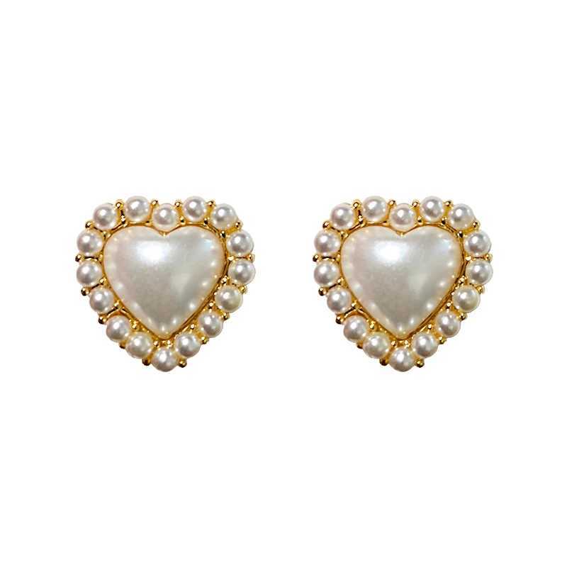 French Romantic Sweet Pearl Heart-shaped Earrings Korea Elegant Simple Accessories Party Exquisite Jewelry For Woman Girls GiftX241023