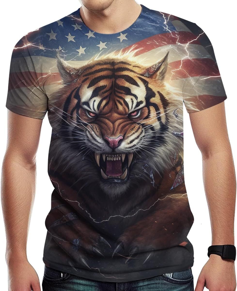 Mens T shirt Fashion Novelty Shirt Tiger Graphic Print Men's Cool T-Shirt tee Casual tops summer clothes Fashionable and cool