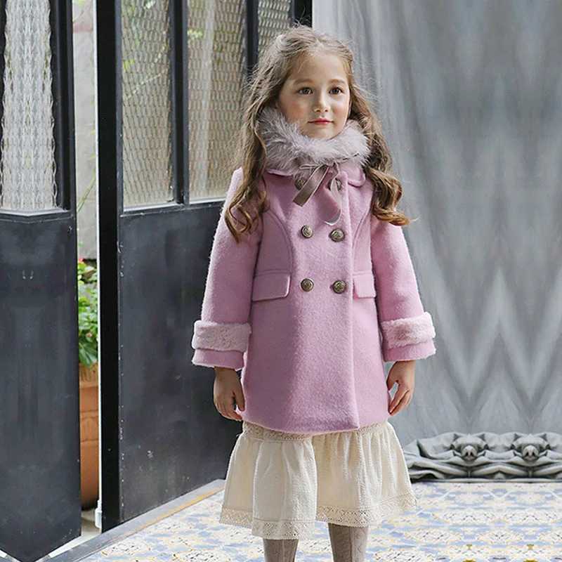 Womens wool coat jacket cotton coat windproof 2023 classic warm thick velvet winter autumn Par childrens clothing W241023
