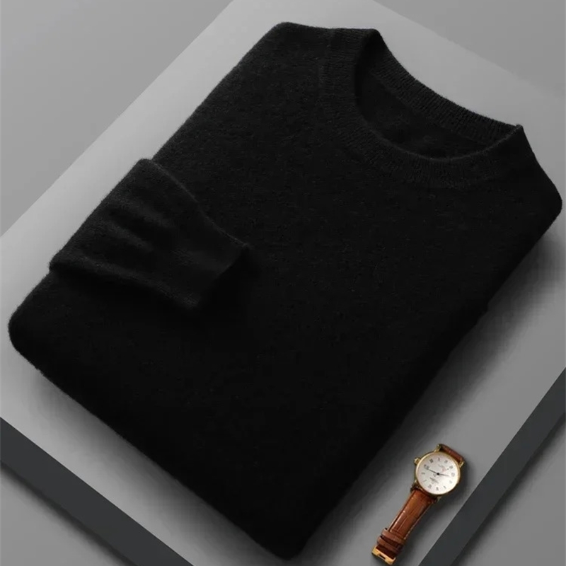 Spring Autumn 100 Wool Pullover Sweater Men Oneck Longsleeve Cashmere Knitwear Female Clothing Mens 240930