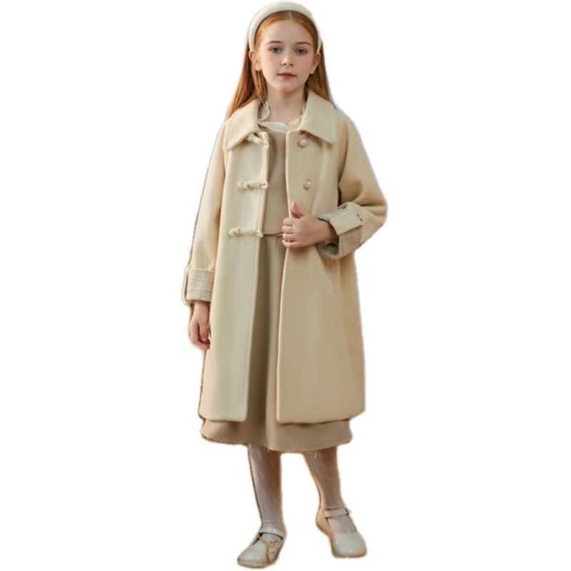 Womens wool coat windproof jacket 2024 sweet and warm thick autumn cotton school childrens clothing W241023