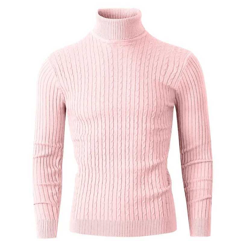 Autumn Mens Long Sleeve Knitted Sweater Winter Warm Turtleneck Pullovers Breathable Streetwear Solid Color Knitted Sweater Men LX241024