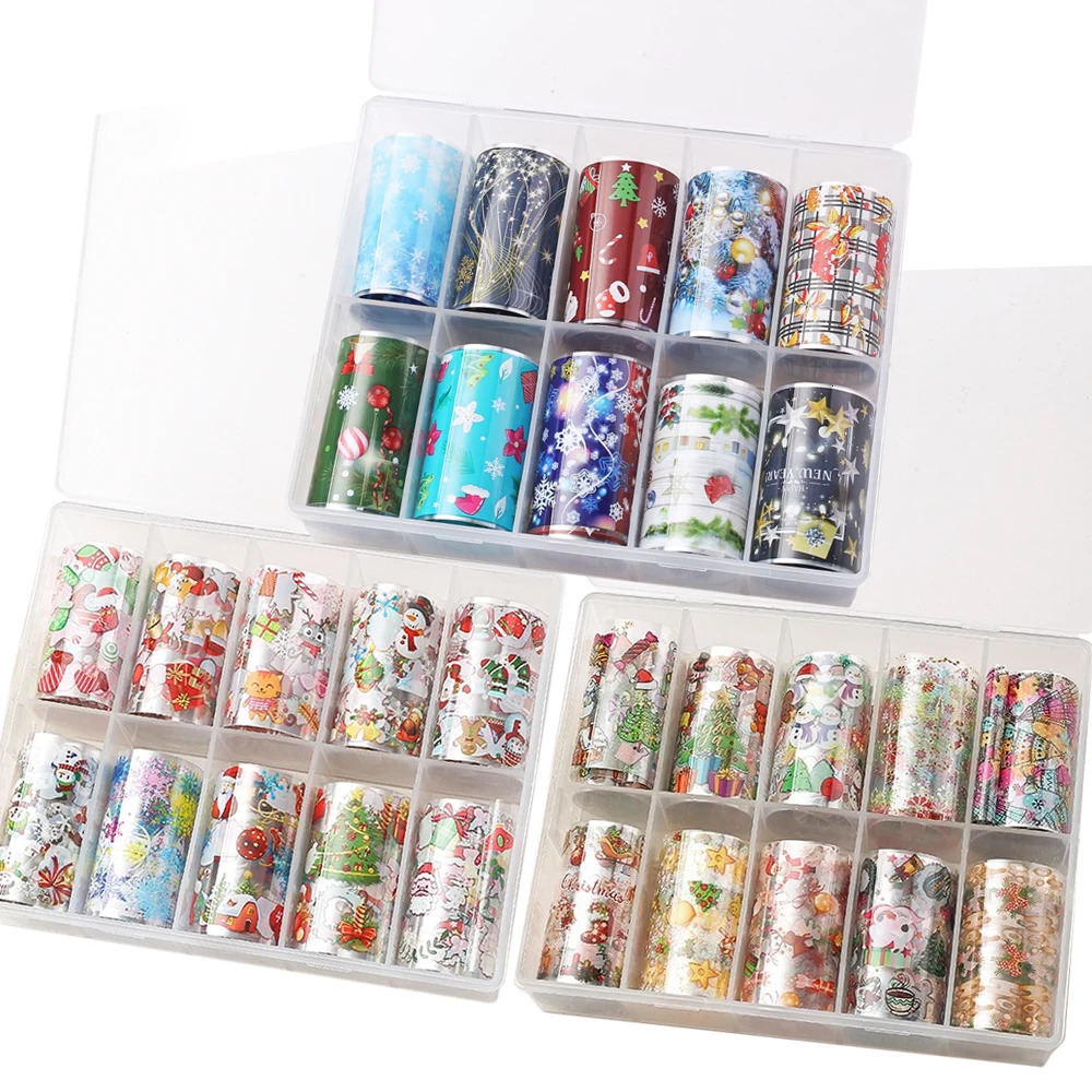 Christmas nail art transfer foil 30 rolls 4 * 100cm slider packaging Santa Claus handmade decoration DIY nail paper stickers 241024