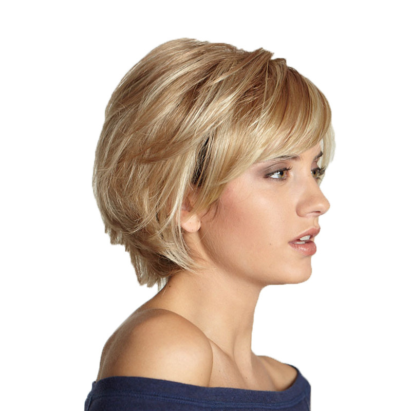 New arrival wig female fashion short straight light blonde short curly hair full head wig