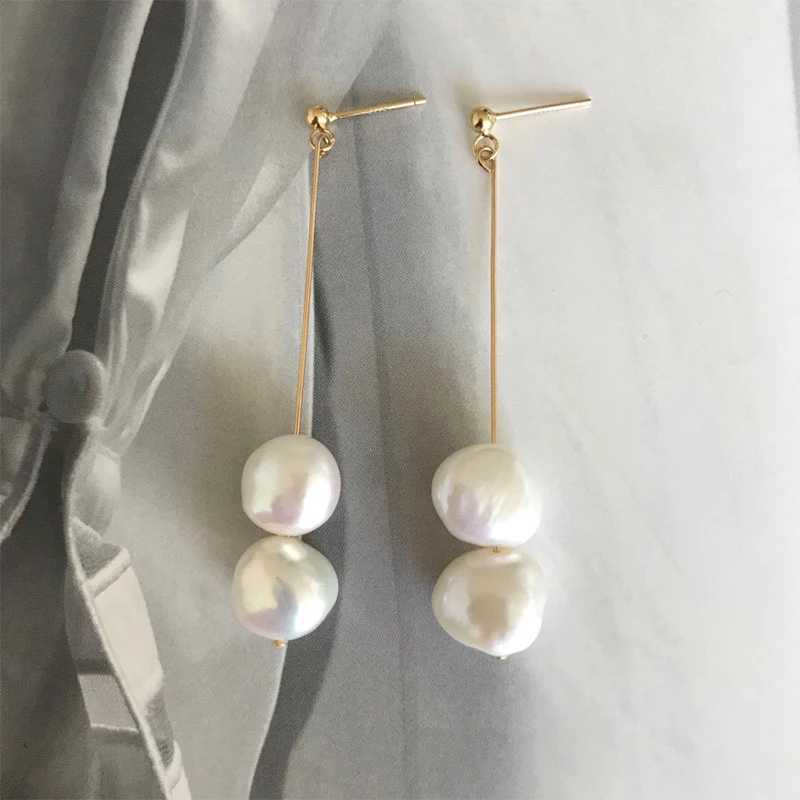 GHIDBK Baroque Freshwater Natural Pearls Studs Earrings Long Irregular Pearl Pendant Earring Dainty Charming Earring WholesaleX241023